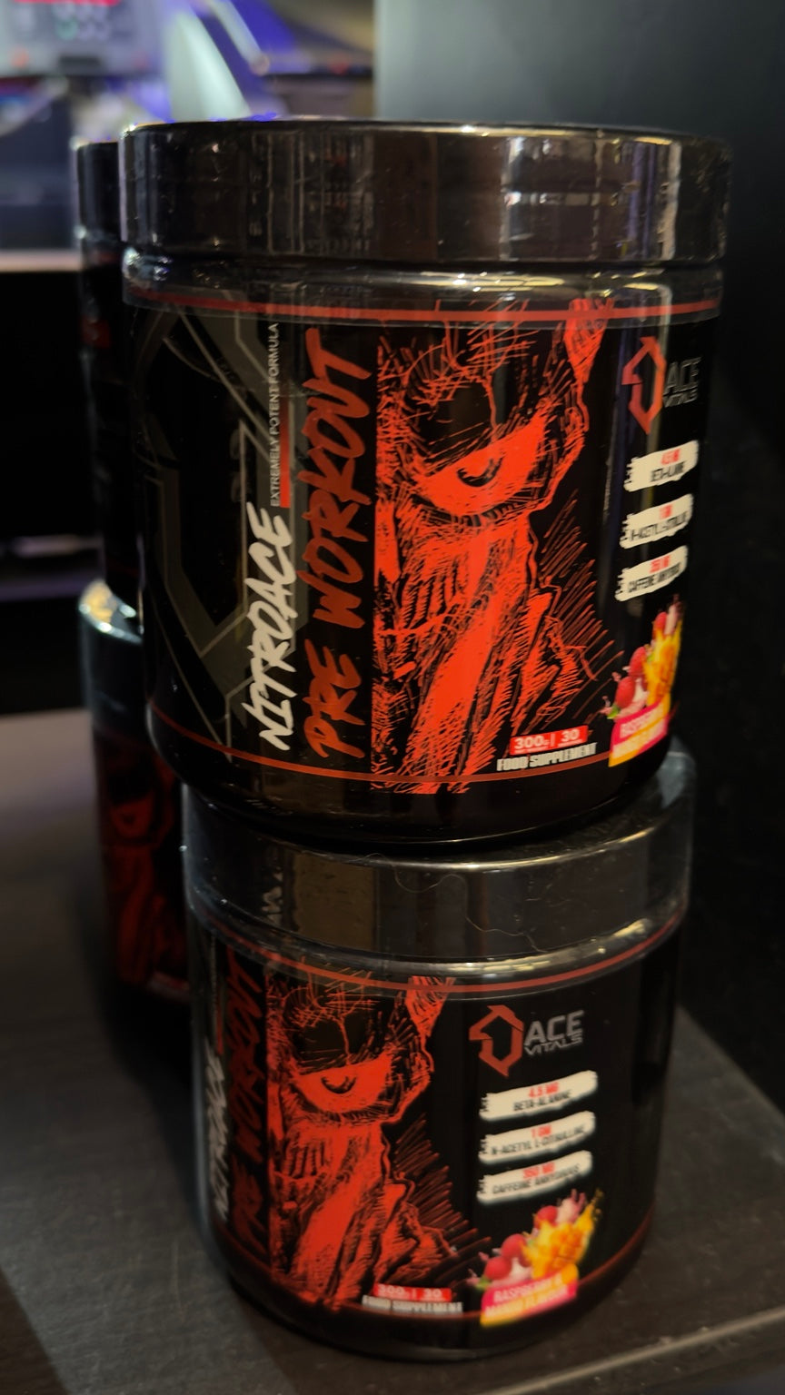 ACE Vitals NitroAce pre-workout Raspberry and Mango flavour 300g