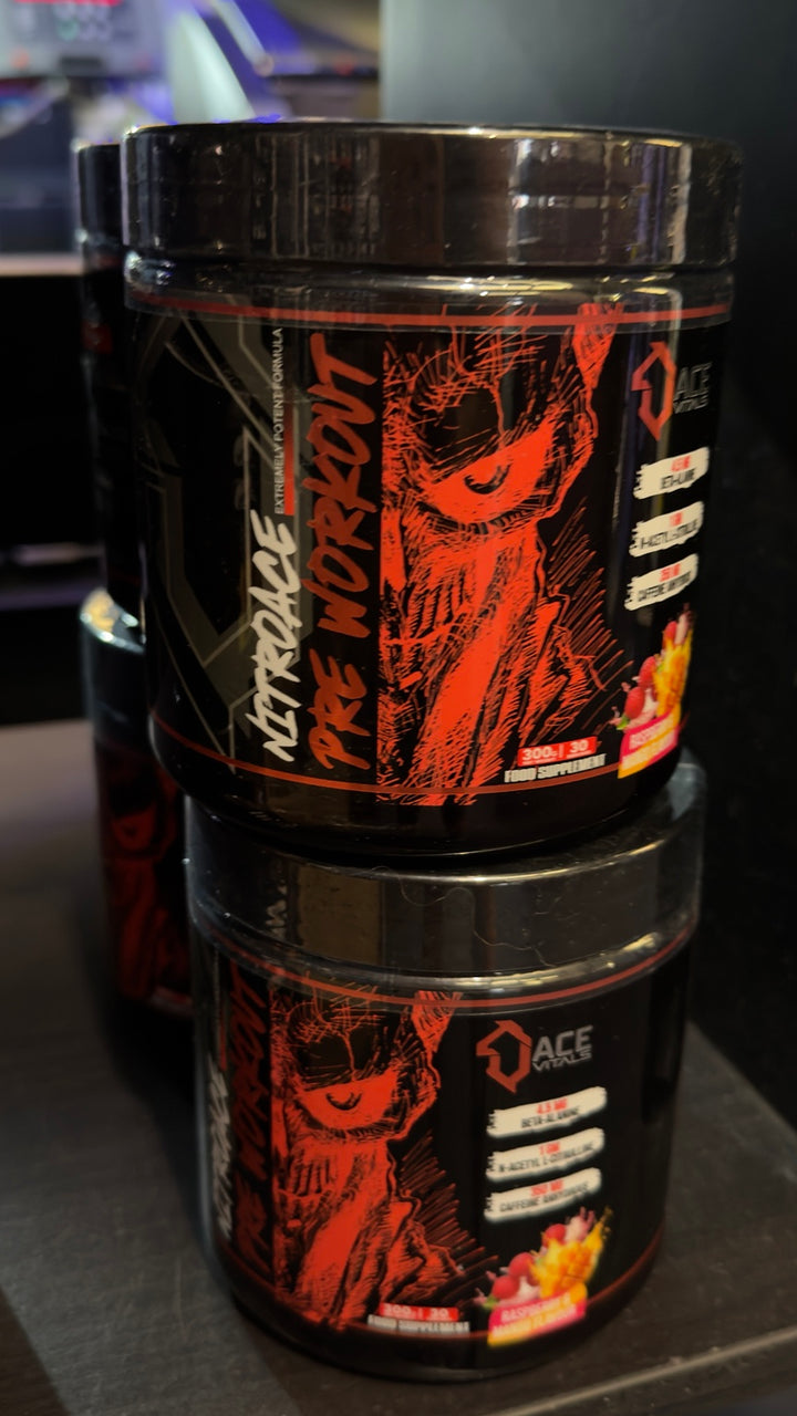 ACE Vitals NitroAce pre-workout Raspberry and Mango flavour 300g
